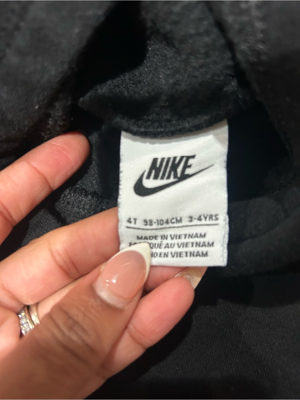 Nike Kids Black Pullover Hoodie with White Logo - Picture 3 of 3
